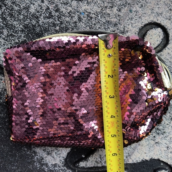 Tarte Pink Sequin Cosmetic Bag with Rectangular Shape and Shimmering Surface - Picture 10 of 10